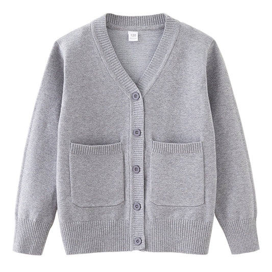2026 Spring and Autumn Parent-Child Outfit, Medium and Large Children's Knitted Cardigan with Pocket