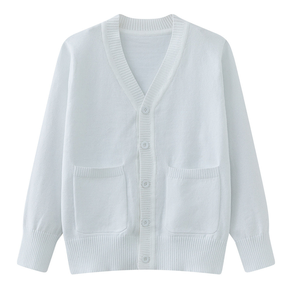 2026 Spring and Autumn Parent-Child Outfit, Medium and Large Children's Knitted Cardigan with Pocket