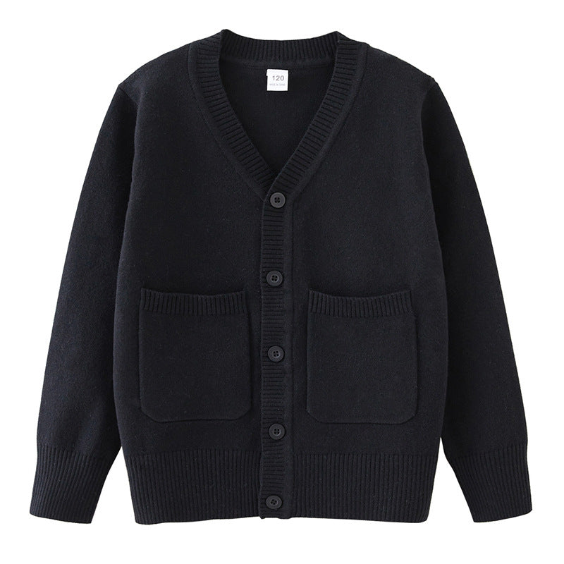 2026 Spring and Autumn Parent-Child Outfit, Medium and Large Children's Knitted Cardigan with Pocket
