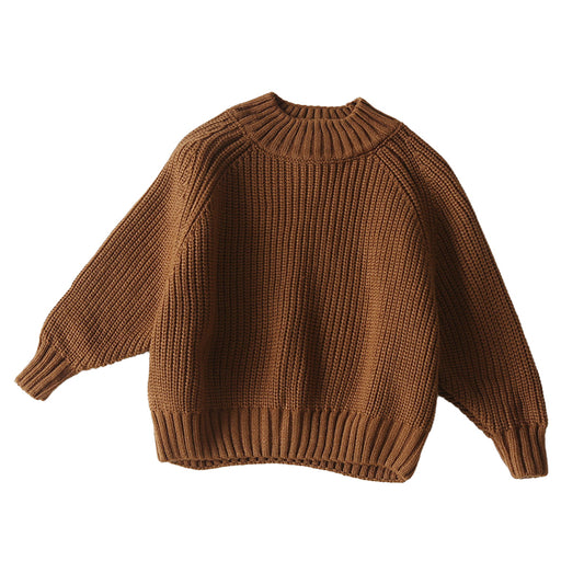 Forest-themed boys' half-high collar pure cotton hoodie sweater as a base layer
