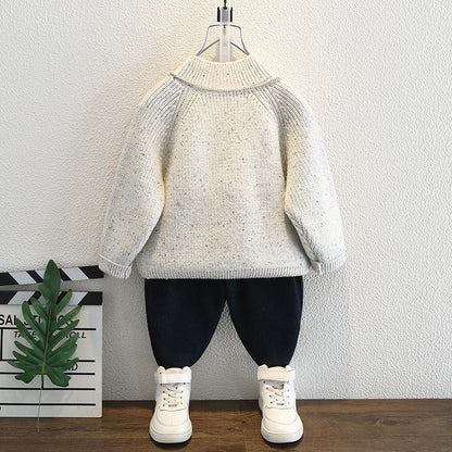 Children's Sweater for Boys: High-Neck Pullover Knit Base Layer