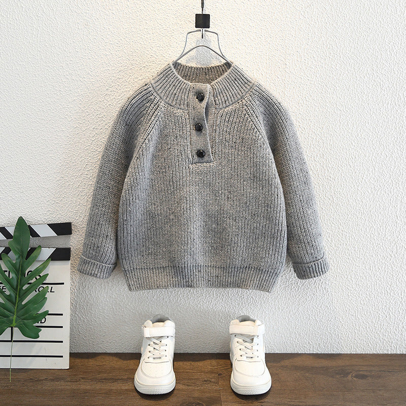 Children's Sweater for Boys: High-Neck Pullover Knit Base Layer