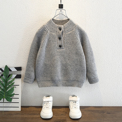 Children's Sweater for Boys: High-Neck Pullover Knit Base Layer