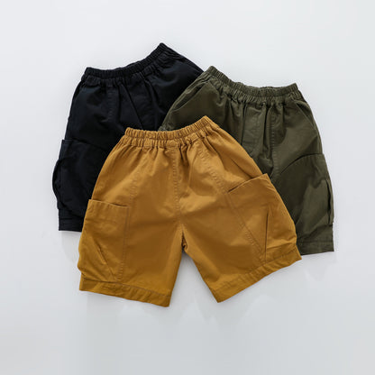 2026 new summer style boys fashionable five-point pants with big pockets, cargo shorts for middle and big boys