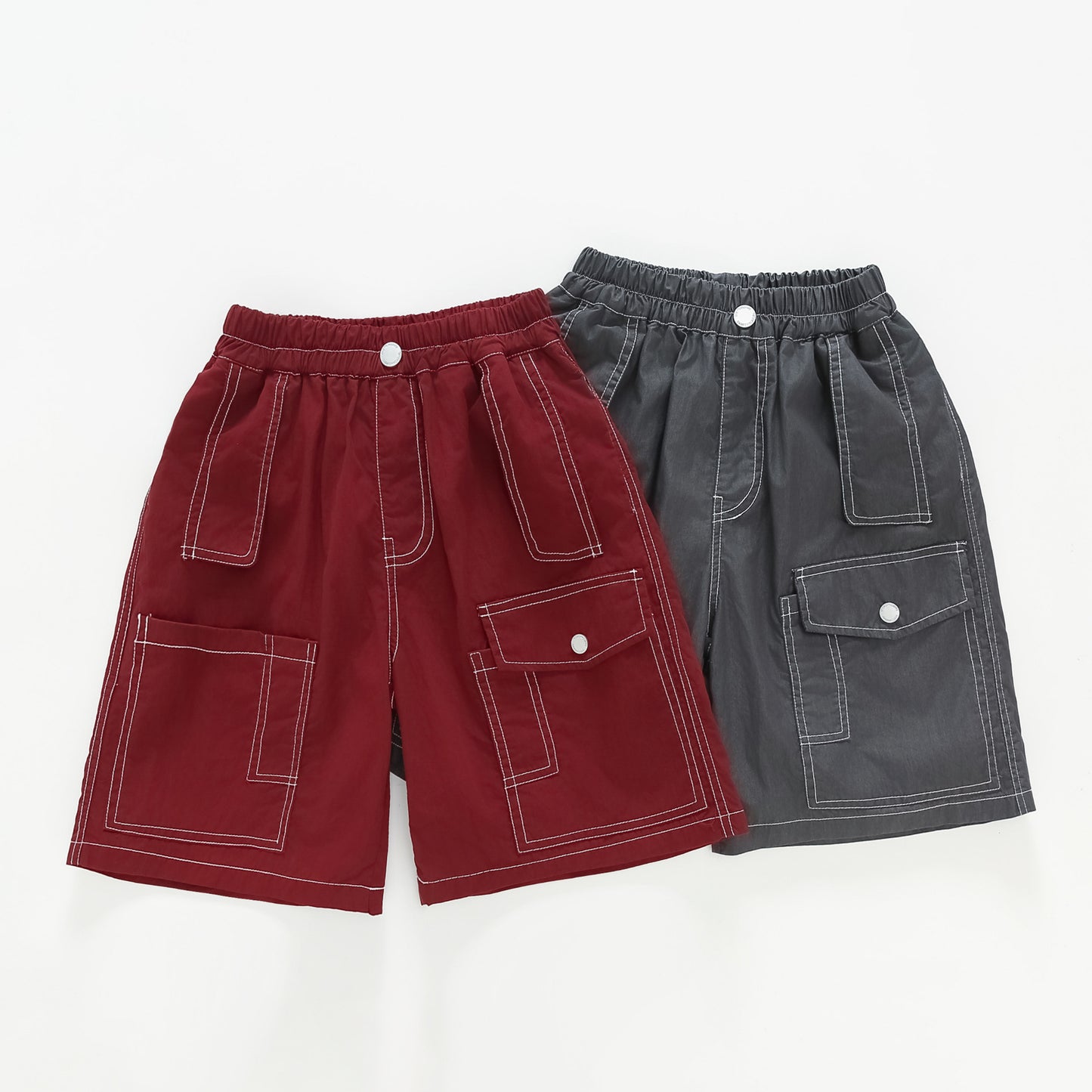 New summer children's handsome and versatile stitching cargo shorts, loose thin five-point pants for big boys