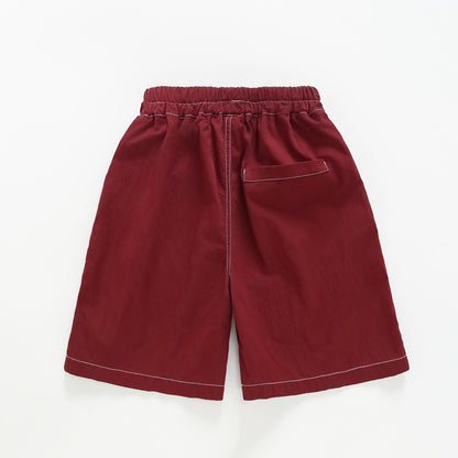 New summer children's handsome and versatile stitching cargo shorts, loose thin five-point pants for big boys