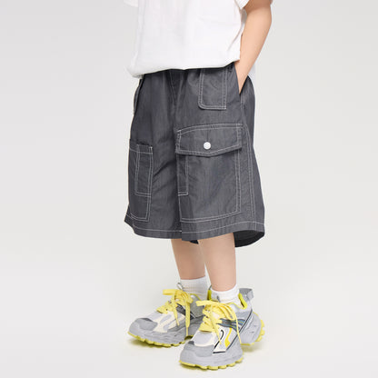 New summer children's handsome and versatile stitching cargo shorts, loose thin five-point pants for big boys