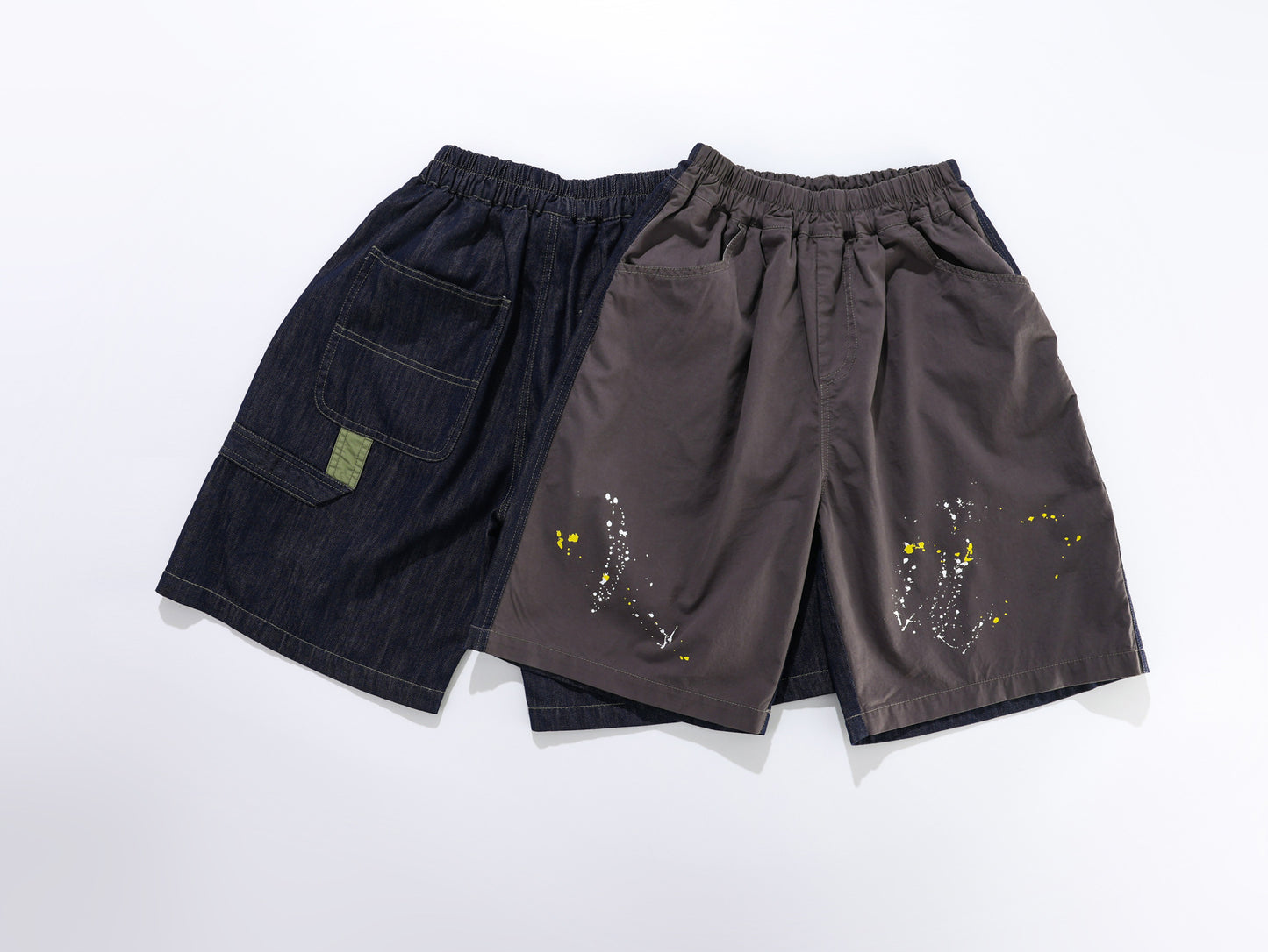 New summer fashion splash ink five-point pants for big boys, casual handsome color-block splicing cargo shorts