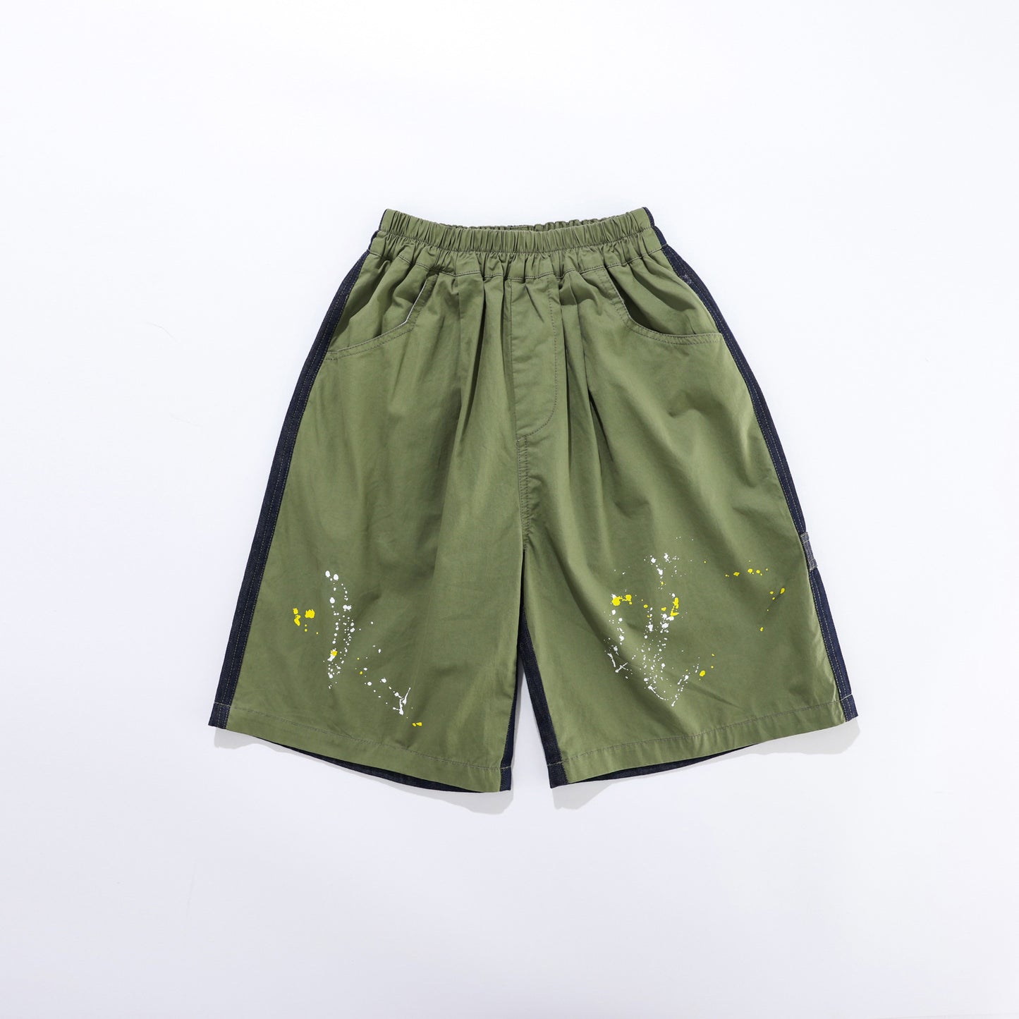 New summer fashion splash ink five-point pants for big boys, casual handsome color-block splicing cargo shorts