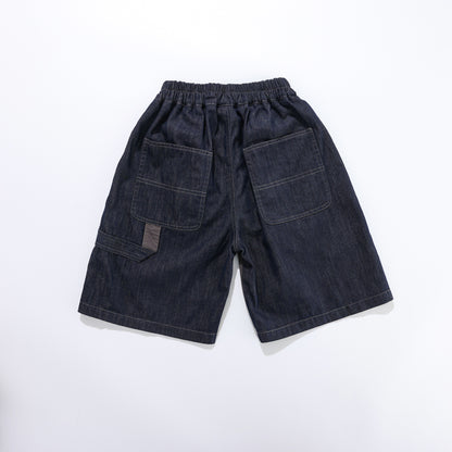 New summer fashion splash ink five-point pants for big boys, casual handsome color-block splicing cargo shorts