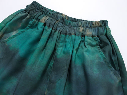 New summer thin and cool five-point pants for big boys, children's fashionable tie-dye camouflage cargo shorts