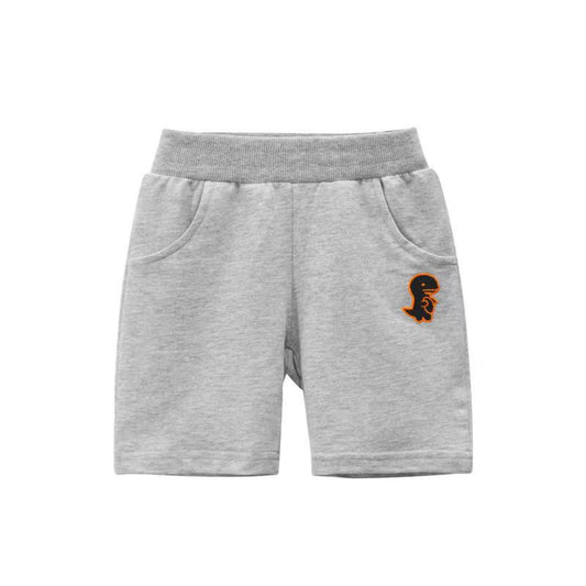 New summer solid color children's shorts, boys' casual pants, thin style, dinosaur embroidery, sports shorts