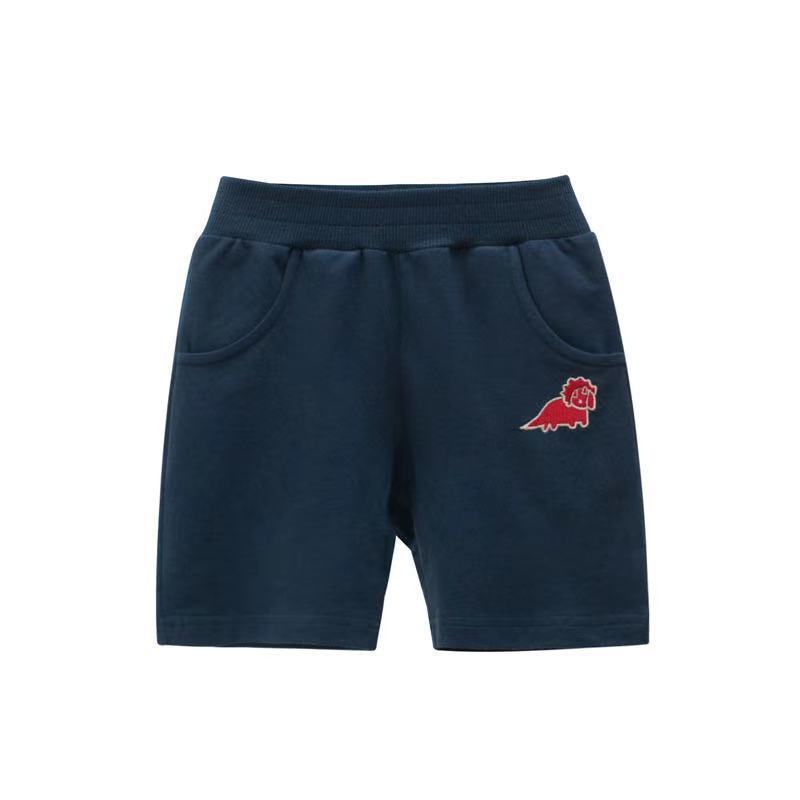 New summer solid color children's shorts, boys' casual pants, thin style, dinosaur embroidery, sports shorts