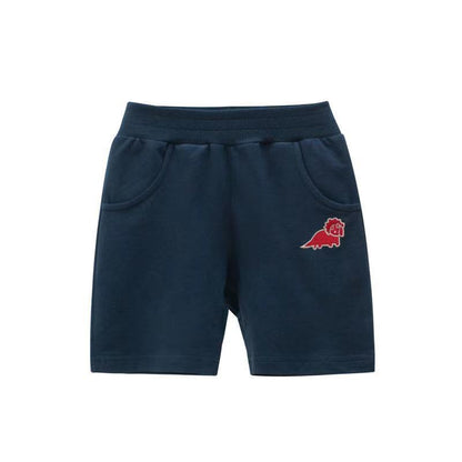 New summer solid color children's shorts, boys' casual pants, thin style, dinosaur embroidery, sports shorts