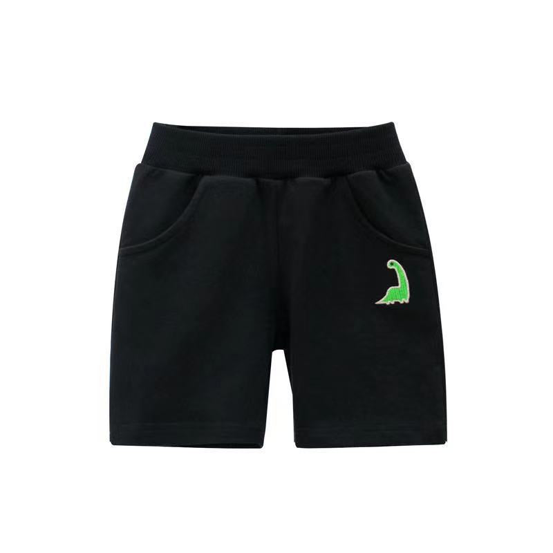 New summer solid color children's shorts, boys' casual pants, thin style, dinosaur embroidery, sports shorts