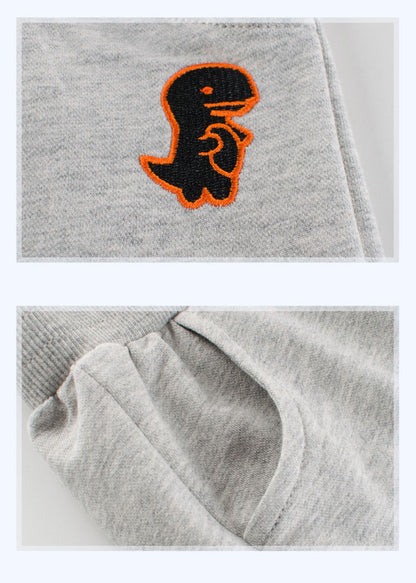 New summer solid color children's shorts, boys' casual pants, thin style, dinosaur embroidery, sports shorts