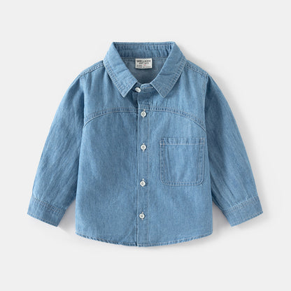 New style boys' denim long-sleeve shirt