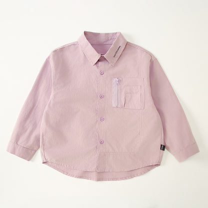 New children's clothing cargo style loose shirt, comfortable pure cotton trendy long-sleeve shirt for older boys