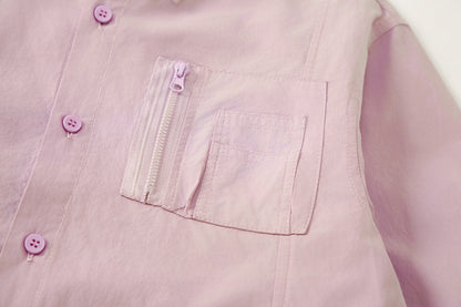 New children's clothing cargo style loose shirt, comfortable pure cotton trendy long-sleeve shirt for older boys