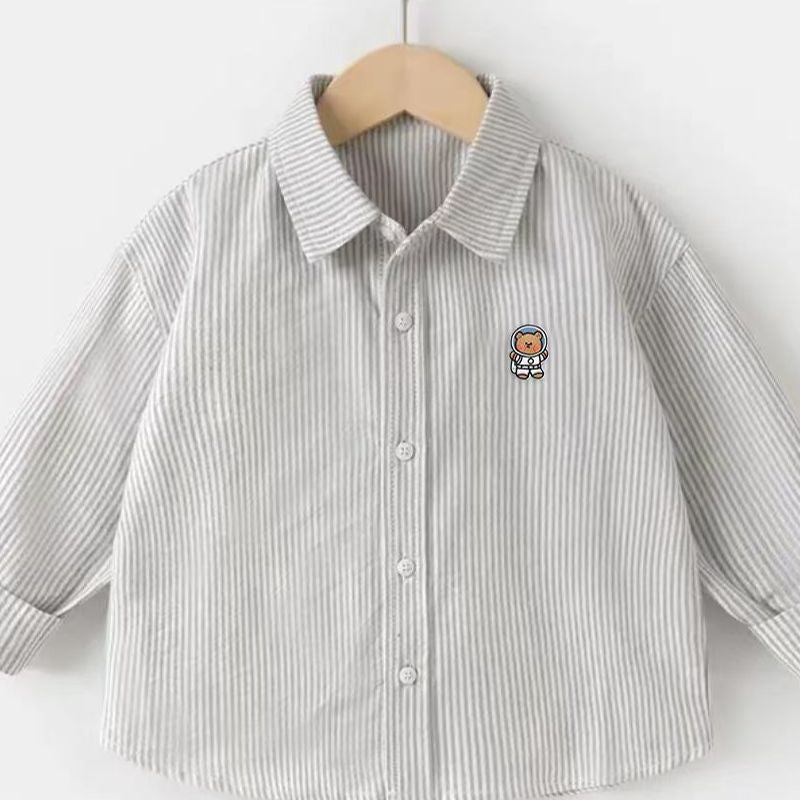 New boys' casual long-sleeve shirt, spring and autumn top for young kids