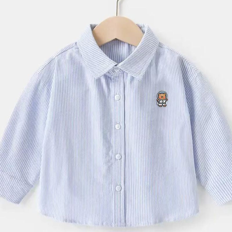 New boys' casual long-sleeve shirt, spring and autumn top for young kids