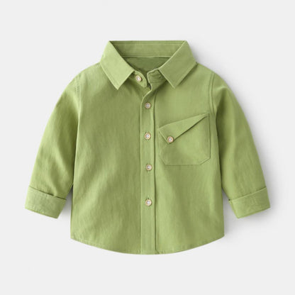 Boys' cotton shirt, children's white shirt for spring and autumn, kids' autumn wear, baby thin coat for boys