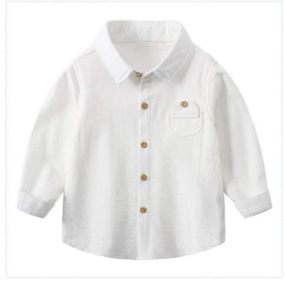Boys' cotton shirt, children's white shirt for spring and autumn, kids' autumn wear, baby thin coat for boys