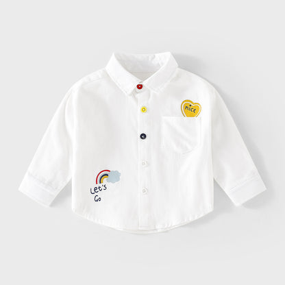 Autumn pure cotton shirt, cute cartoon jacket top for boys and girls, four-season top