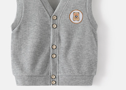 Spring children's vest for boys, cartoon knitted waistcoat, thin outer wear for kids