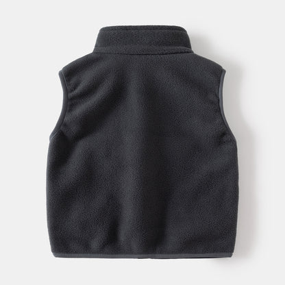 New autumn and winter children's stand-up collar vest, fleece waistcoat for boys and girls