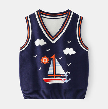 Casual children's pullover without hood, cute cartoon pattern