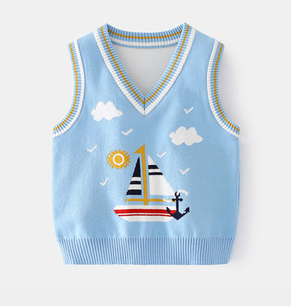 Casual children's pullover without hood, cute cartoon pattern