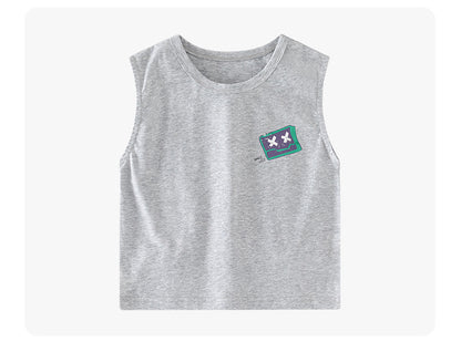 Summer new children's tank top, cute robot pattern, breathable, comfortable and versatile