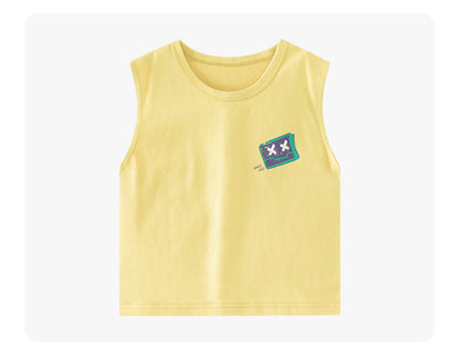 Summer new children's tank top, cute robot pattern, breathable, comfortable and versatile