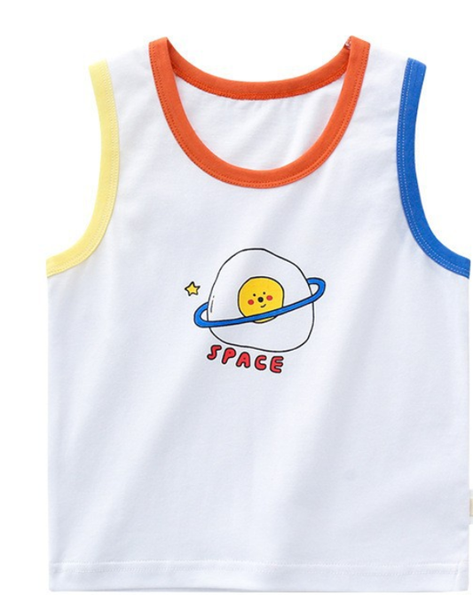 Summer new children's vest, cartoon printed, stylish and versatile sleeveless top, thin and breathable