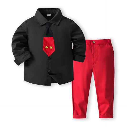 2026 New Children's Summer Set, Boys' Short Sleeve Polo Shirt & Capri Pants Two-Piece Set, Baby Lapel Outfit