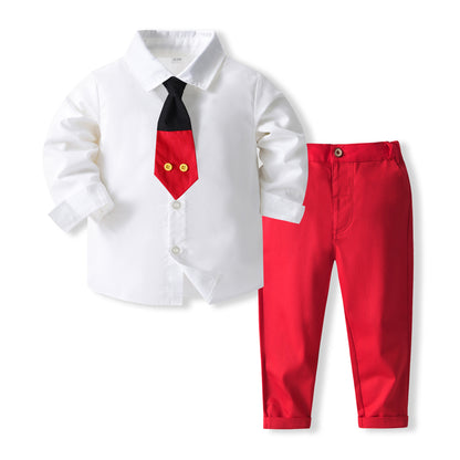 2026 New Children's Summer Set, Boys' Short Sleeve Polo Shirt & Capri Pants Two-Piece Set, Baby Lapel Outfit