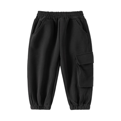 Boys' Sweatshirt and Pants Two-Piece Set with Stand Collar, Color Block Design